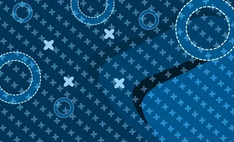 Abstract Blue Geometric Background With Circular Rings And Cross Pattern Fo.. 스톡 일러스트