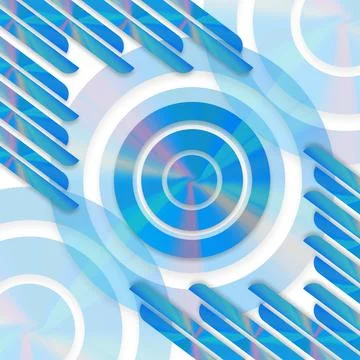 Abstract Blue Geometric Background with Concentric Circles and Diagonal Stripes Stock Illustration