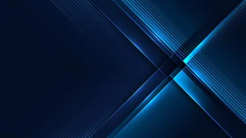 Abstract blue geometric background with dark shapes and glowing light lines Stock Illustration