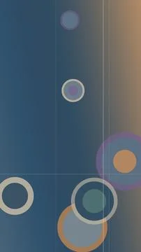 Abstract blue geometric background featuring colorful translucent circle ri.. Illustrazione stock