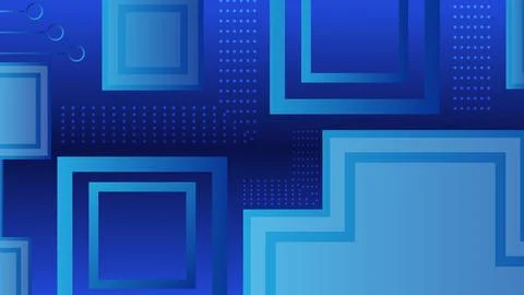 Abstract Blue Geometric Background With Gradient Squares and Dotted Patterns Stock Illustration