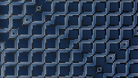 Abstract Blue Geometric Background with Interlocking Rectangle Patterns 库存插图