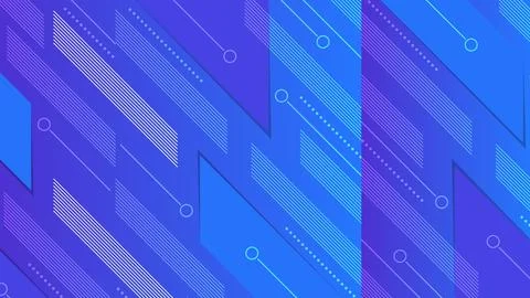 Abstract Blue Geometric Background with Lines and Circular Elements Stock Illustration