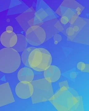 Abstract Blue Geometric Background with Overlapping Transparent Circles Squ.. Stock Illustration