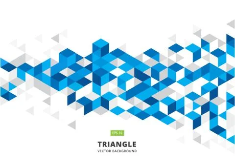 Abstract blue geometric background with polygonal triangles, cube pattern.Tem イラスト素材
