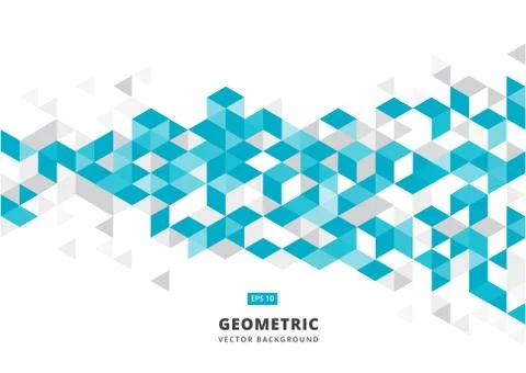 Abstract blue geometric background with polygonal triangles, cube pattern.Tem Stock Illustration