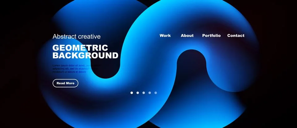 Abstract blue geometric background. Website header design with navigation Stock Illustration