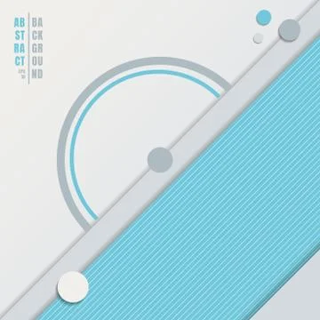 Abstract blue geometric circles, triangles overlapping on white background wi Stock Illustration