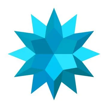 Abstract Blue Geometric Crystal Star Vector Isolated On White Background Stock Illustration