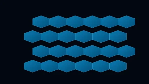 Abstract blue geometric cubes suspended in a deep black empty background 動画素材 338310840