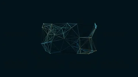 Abstract blue geometric data network visualization on dark background for t.. Stock Footage 341058911