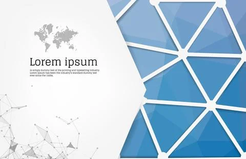 Abstract Blue geometric design template with triangular polygonal background. Stock Illustration
