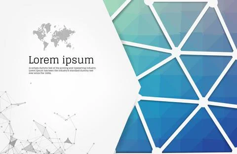 Abstract Blue geometric design template with triangular polygonal background. Stock Illustration
