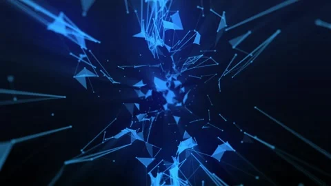 Abstract Blue Geometric Digital Network with Futuristic Elements and Dark B.. Video stock 341780621