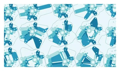 Abstract blue geometric floral pattern, modern style, clean lines, graphic .. Stock Illustration