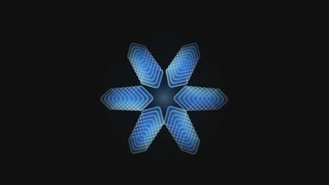 Abstract blue geometric flower animation expanding and contracting in dark .. Stock Footage 340905504