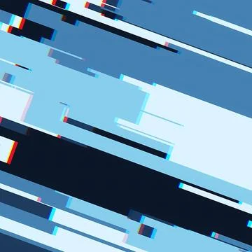 Abstract Blue Geometric Glitch Background with Digital Distortion and Chromatic Stock Illustration