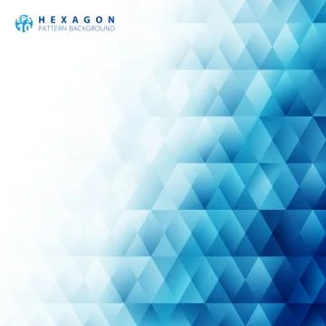 Abstract blue geometric hexagon pattern white background and texture with cop Stock Illustration
