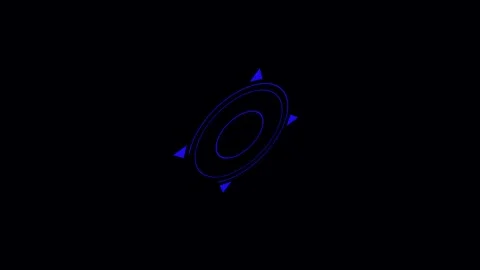 Abstract Blue Geometric HUD Element Spinning Slowly Against Black Backgroun.. Stock Footage 340908690