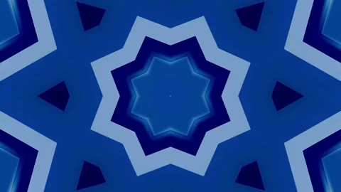Abstract blue geometric kaleidoscope background animation loop. star and square  Stock Footage 342324855