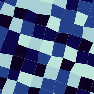 Abstract Blue Geometric Mosaic Background with Warped Grid Pattern イラスト素材