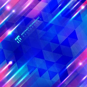 Abstract blue geometric motion with lighting glow technology colorful on line Stock Illustration