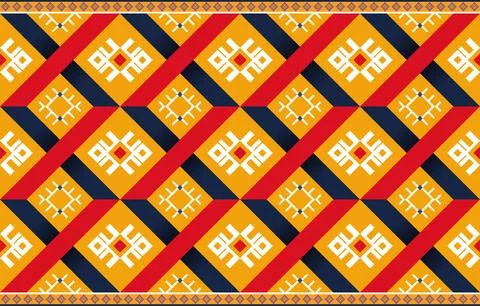 Abstract blue geometric native pattern seamless vector.Repeating geometric ba Stock Illustration