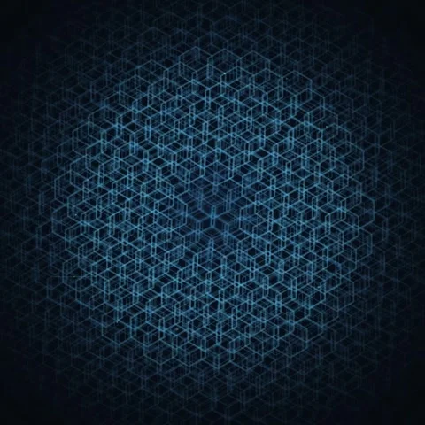 Abstract Blue Geometric Network Grid Structure with Glowing Particles Stock Footage 346283211