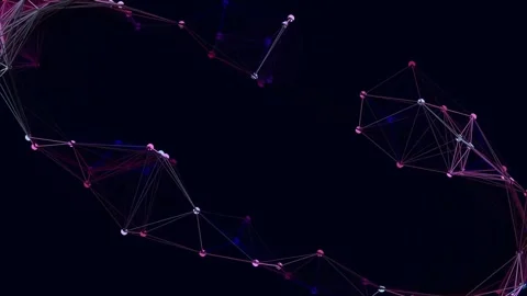 Abstract blue geometric network lines glowing on dark futuristic background Stock Footage 341057677