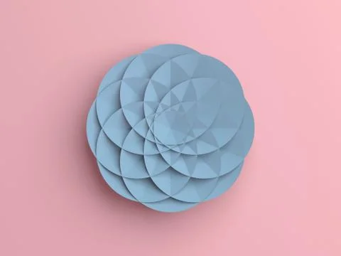 Abstract blue geometric object over pink 3d イラスト素材