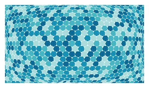 Abstract blue geometric pattern with distorted hexagonal tiles in spherical.. イラスト素材
