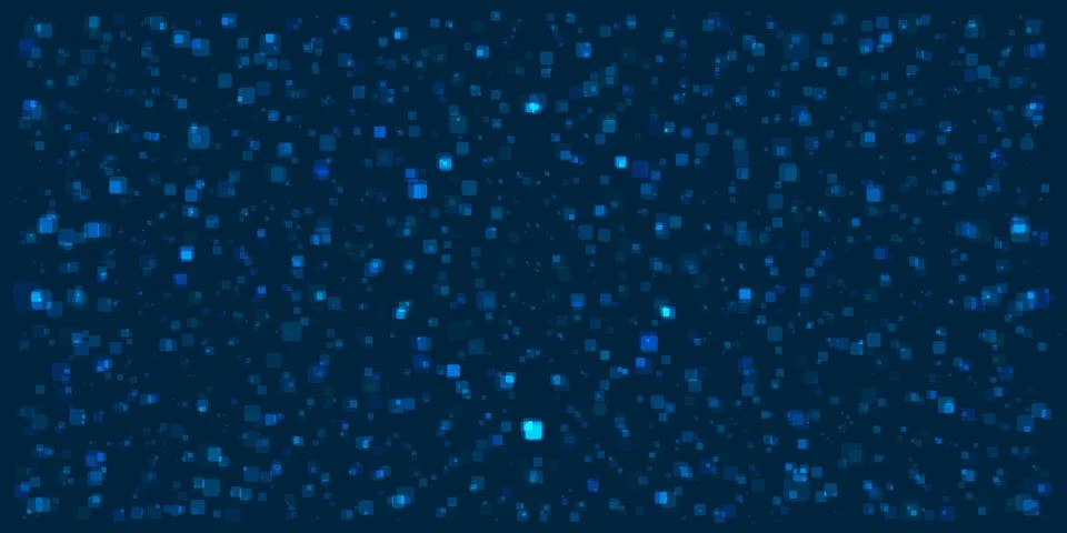 Abstract Blue Geometric Pattern - Many Random Placed Squares of Various Siz.. Stock Illustration