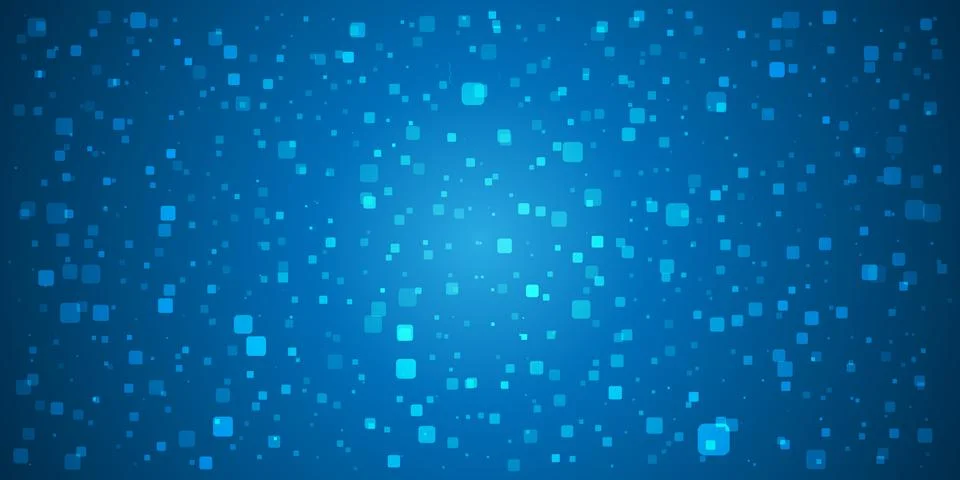 Abstract Blue Geometric Pattern - Many Random Placed Squares of Various Siz.. Stock Illustration