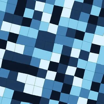 Abstract Blue Geometric Pixel Grid Pattern Background in Navy and White イラスト素材