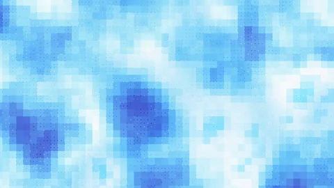 Abstract blue geometric pixelated loop background with grid of shifting dots and Stock Footage 340574286