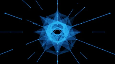 Abstract blue geometric plexus rotating in 3D space Stock Footage 319786545