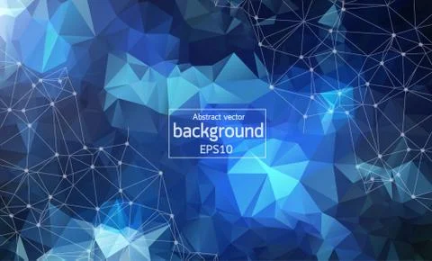 Abstract  Blue Geometric Polygonal background molecule and communication. Con Stock Illustration