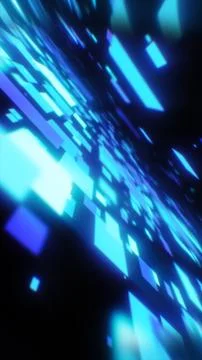 Abstract blue geometric shards and glowing rectangles in fast motion, creat.. Stockillustratie