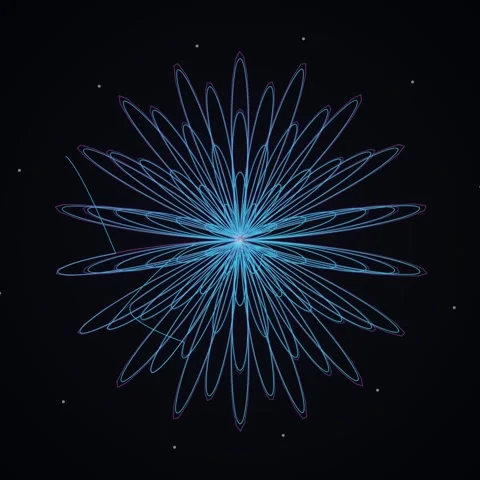 Abstract Blue Geometric Snowflake Flower Bloom Motion Graphics Background Stock Footage 346282380