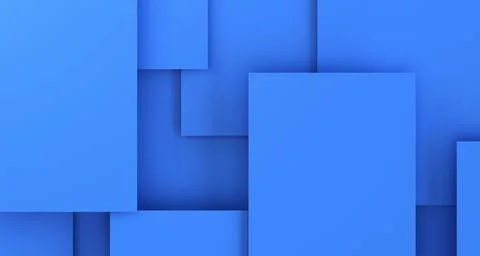 Abstract blue geometric square background with layered 3D shapes Illustrazione stock