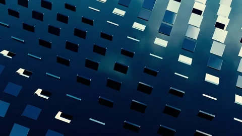 Abstract Blue Geometric Square Grid Flipping Wave Animation Stock Footage 329254786