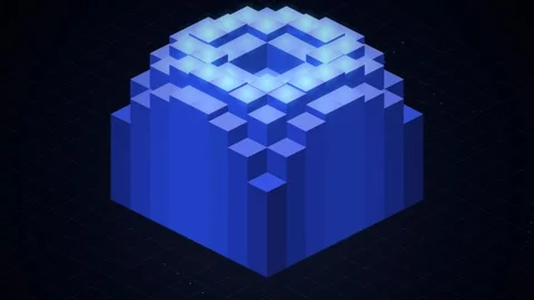 Abstract Blue Geometric Structure - Futuristic Digital Network Hub Stock Footage 346661435