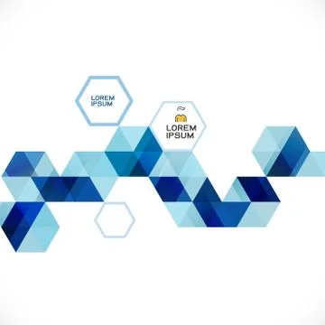 Abstract blue geometric template isolated on white with white space for text. Stock Illustration