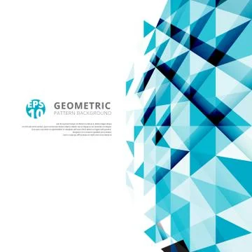 Abstract blue geometric triangles pattern perspective on white background wit Stock Illustration