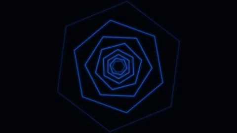 Abstract blue geometric tunnel animation loop Stock-Footage 345014016