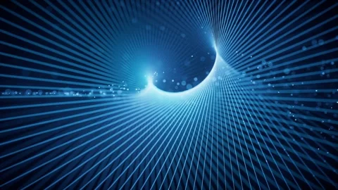 Abstract blue geometric tunnel with glowing particles motion graphics futur.. Stock Footage 332338751