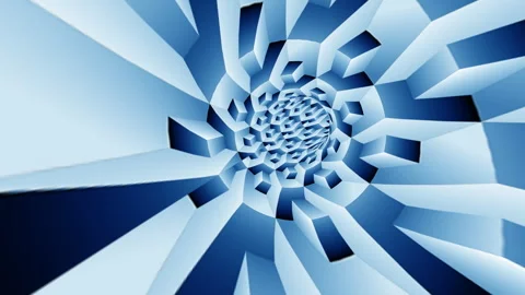 Abstract Blue Geometric Vortex Tunnel With 3D Spiral Pattern Stock Footage 332682586