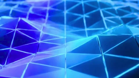 Abstract Blue Geometric Wavy Surface With Glowing Lines And Reflections Stock-Footage 347148400