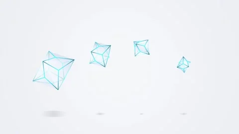 Abstract blue geometric wireframe shapes floating on white background motio.. Stock-Footage 342549689