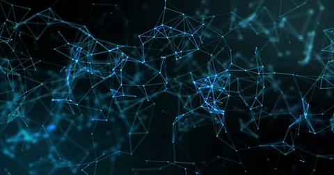 Abstract blue geometrical plexus flowing movement on black background Video stock 83258381